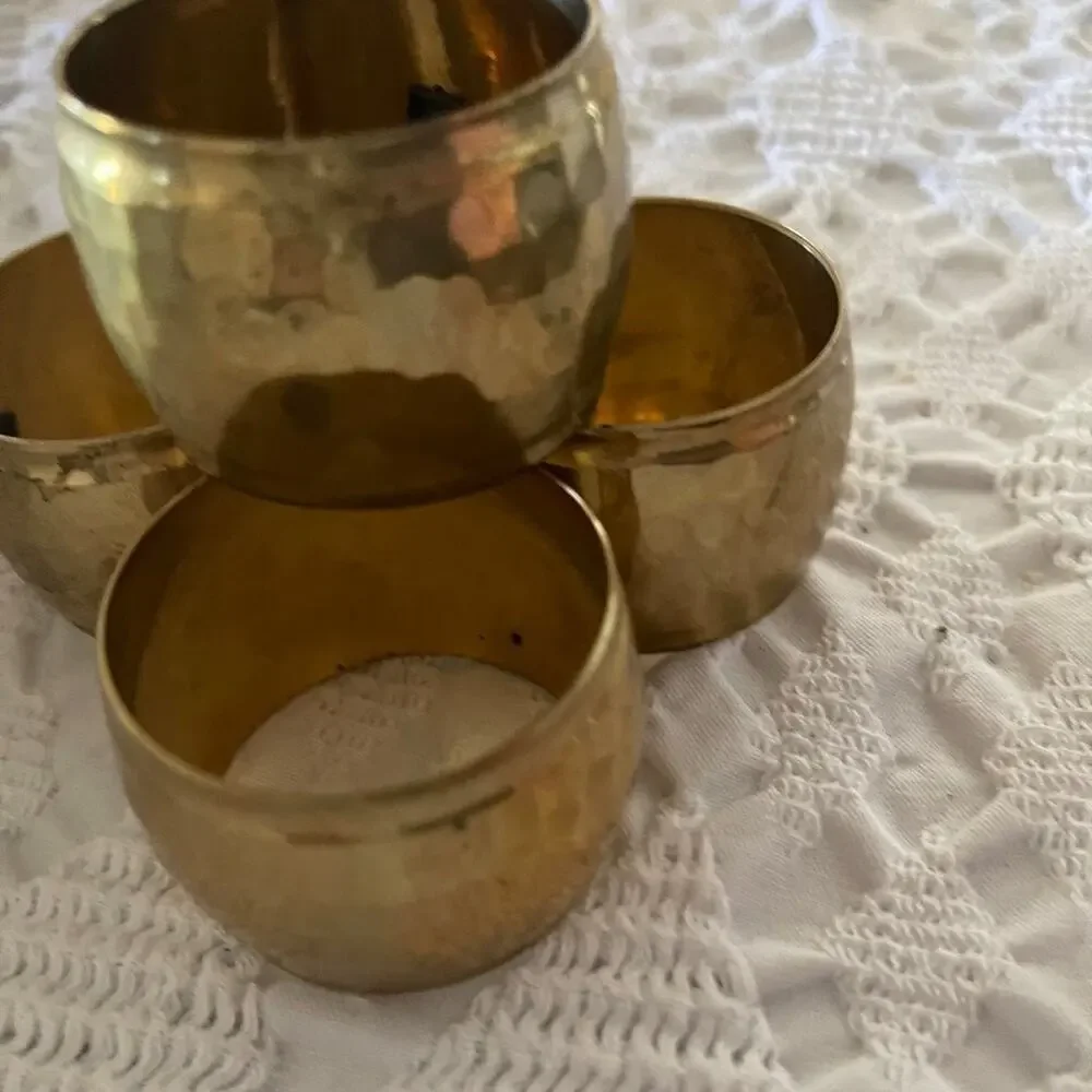 Vintage Brass hanmered napkin rings set of 4